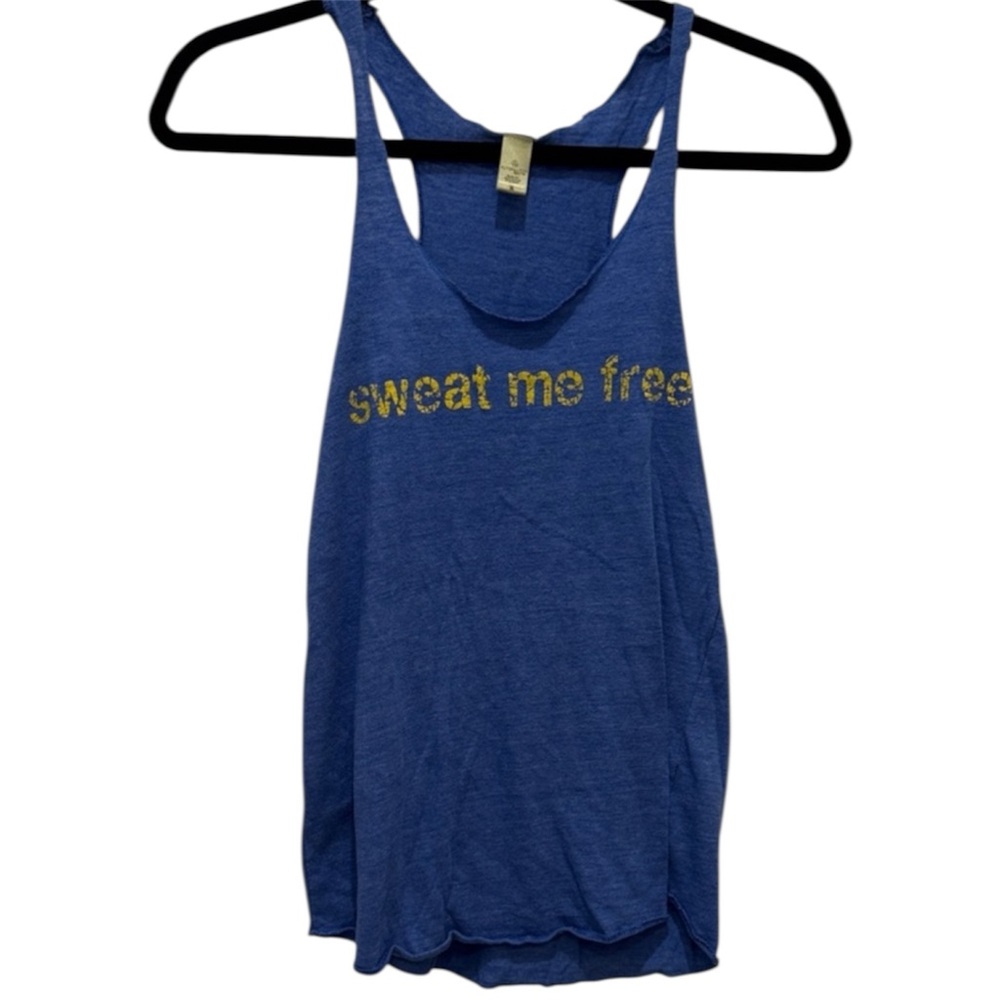 Alternative Apparel Cotton Blue Tank Top with Gold Text Women’s Medium